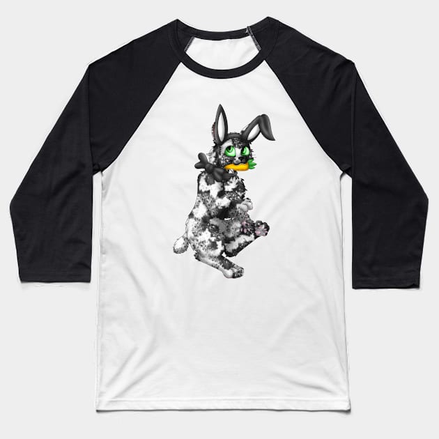 Bobtail BunnyCat: Salt & Pepper (Black) Baseball T-Shirt by spyroid101